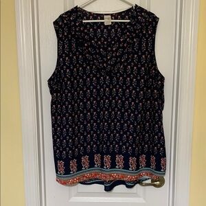 Terra & Sky Blue and Orange Notched Collar Tunic